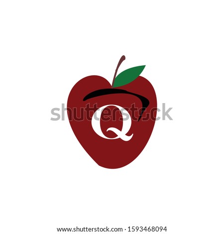 letter q and appel logo design icon