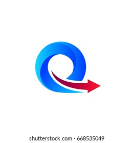 Letter Q With Arrow Initial Logo Template