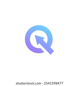 Letter Q Arrow Logo Design With Modern Color