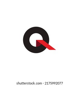 Letter Q Arrow Ribbon Simple 3d Shadow Flat Logo Vector