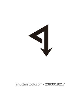 Flecha q letra, símbolo geométrico triangular simple vector logo