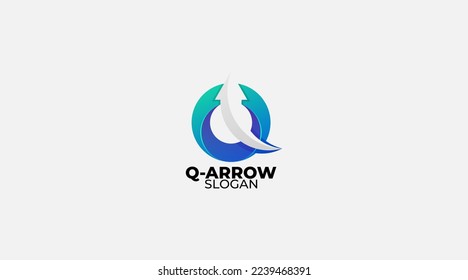 Letter Q arrow vector design logo template icon