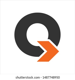 Letter Q and Arrow vector logo.