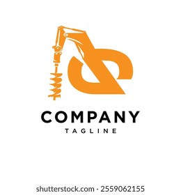 Letter Q Auger Excavator Logo Icon vector