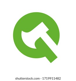 Letter Q axe logo icon design template elements, simple vector illustration