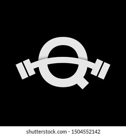 letter q with barbell icon vector logo template