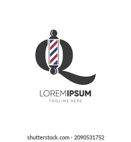 Letter Q Barber Pole Logo Design Vector Icon Graphic Emblem Illustration