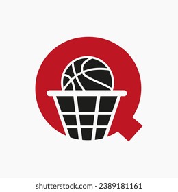 Letter Q Basketball Logo Concept. Basket Ball Logotype Symbol Vector Template