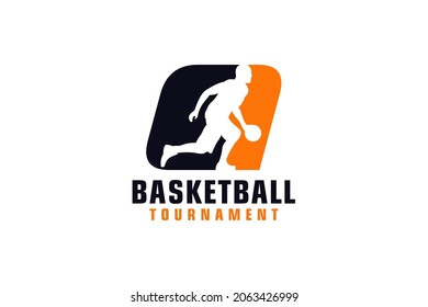 Letter Q with Basketball Logo Design. Vector Design Template Elements for Sport Team or Corporate.