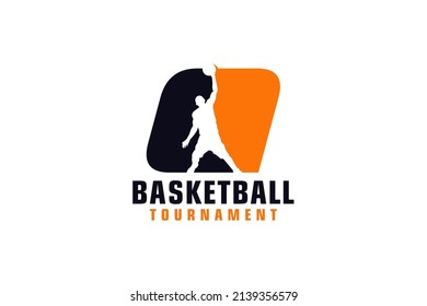 Letter Q with Basketball Logo Design. Vector Design Template Elements for Sport Team or Corporate.