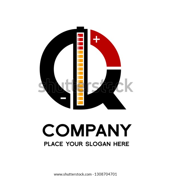 Letter Q Battery Vector Logo Template Stock Vector Royalty Free 1308704701