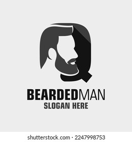 Inspiración de plantilla de diseño con logotipo de hombre con barba de letras Q, Ilustración vectorial.