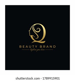 Letter Q Beauty Face, Hair Salon Logo Design