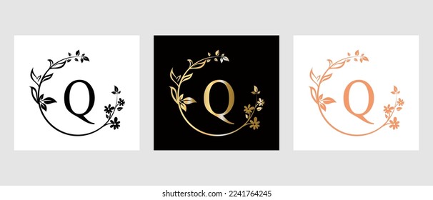 Letter Q Beauty Logo for Decorative, Flower, Spa Template