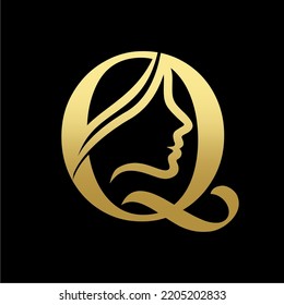 Letter Q Beauty Women Face Logo Design