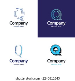 Carta Q Gran Paquete de logotipos de diseño Diseño de logotipos creativos modernos para su empresa