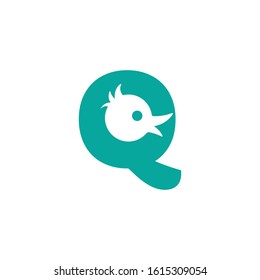 Letter Q and bird head vector symbol design