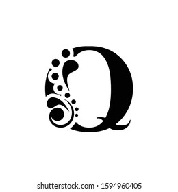 letter q. Black flower letter   Beautiful capital alphabet 