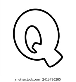 Letter Q blank fill black outline for coloring book unique style 