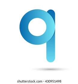 Letter q with blue color on white background