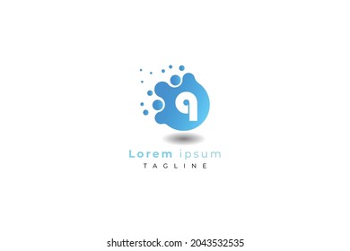 Letter q blue colour creative and simple bubble modern business logo