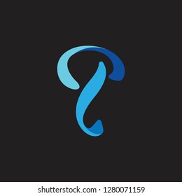 letter q blue curves design logo vector