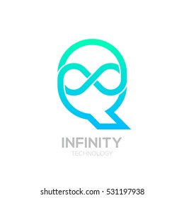 Letter Q Blue and Green color Infinity logo,loops,Vector Logo template