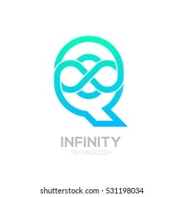 Letter Q Blue and Green color Infinity logo,loops,Vector Logo template