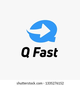 Letter Q Blue logo with negative space arrow logo for business, transportation, delivery company . - Vector Illustration