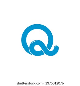 letter q blue water loop overlap curves logo vector