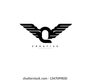 Letter Q Bold Strong Wings Shape Modern Element Logo