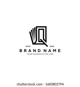 letter Q and book logo design vector template