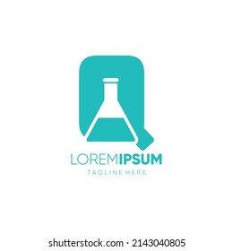 Letter Q Bottle Lab Science Logo Design Vector Icon Graphic Emblem Illustration 