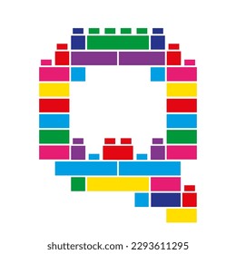 Letter Q of Brick Building Blocks in vector colors