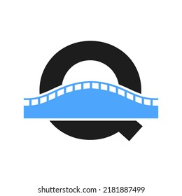 Letter Q Bridge Logo for Transportation, Journey and Construction Business Vector Template