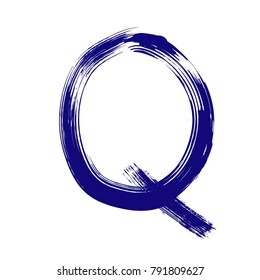 Letter Q brush font Hand drawn calligraphy lettering alphabet