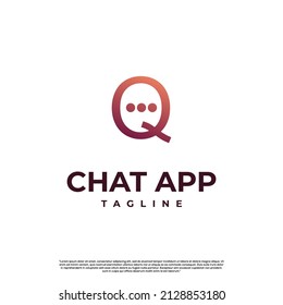 letter Q with bubble speech  logo icon, creative logo on isolated background, chat logo

