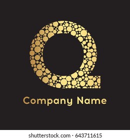 Letter Q Bubbles Vector. Gold Bubble Design Vector Illustration. Letter vector design template elements for your application or corporate identity.