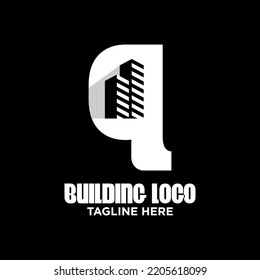 Letter Q Building Logo Design Template Inspiration, Vector Illustration.