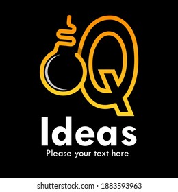 Letter q with bulb lamp logo template illustration. Suitable for idea or symbol or brand, your company.