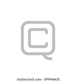 letter Q and C monogram square shape logo gray