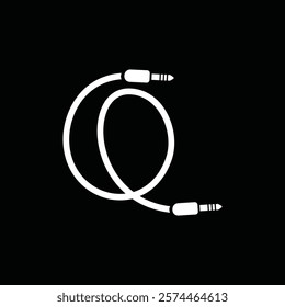 Letter Q Cable Jack Logo Design Vector Icon Graphic Symbol Illustration