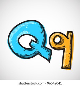 Letter Q from candy alphabet. Vector illustration