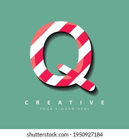 Letter Q Candy Logo Design. Vector Illustration