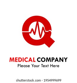 Letter q with cardiology symbol logo template illustration