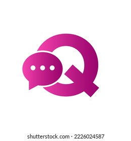 Letter Q Chat Communicate Logo Design Concept With Bubble Chat Symbol