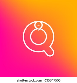 Letter Q with Chat logo line shape, Social Talk, Social media, Sphere speech bubble, Technology and digital logotype