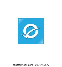 Letter Q with check mark logo icon design template elements. Initial letter Q inside square shape for mobile application logo