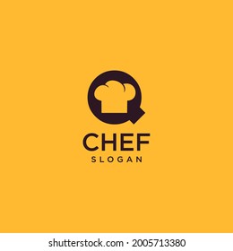 Logo de la Carta Q Chef, diseño inicial de los vectores de cocina de restaurante