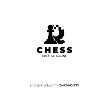Letter Q chess logo design with pawn and chess board